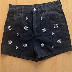 Lulus Embellished Black Denim Shorts